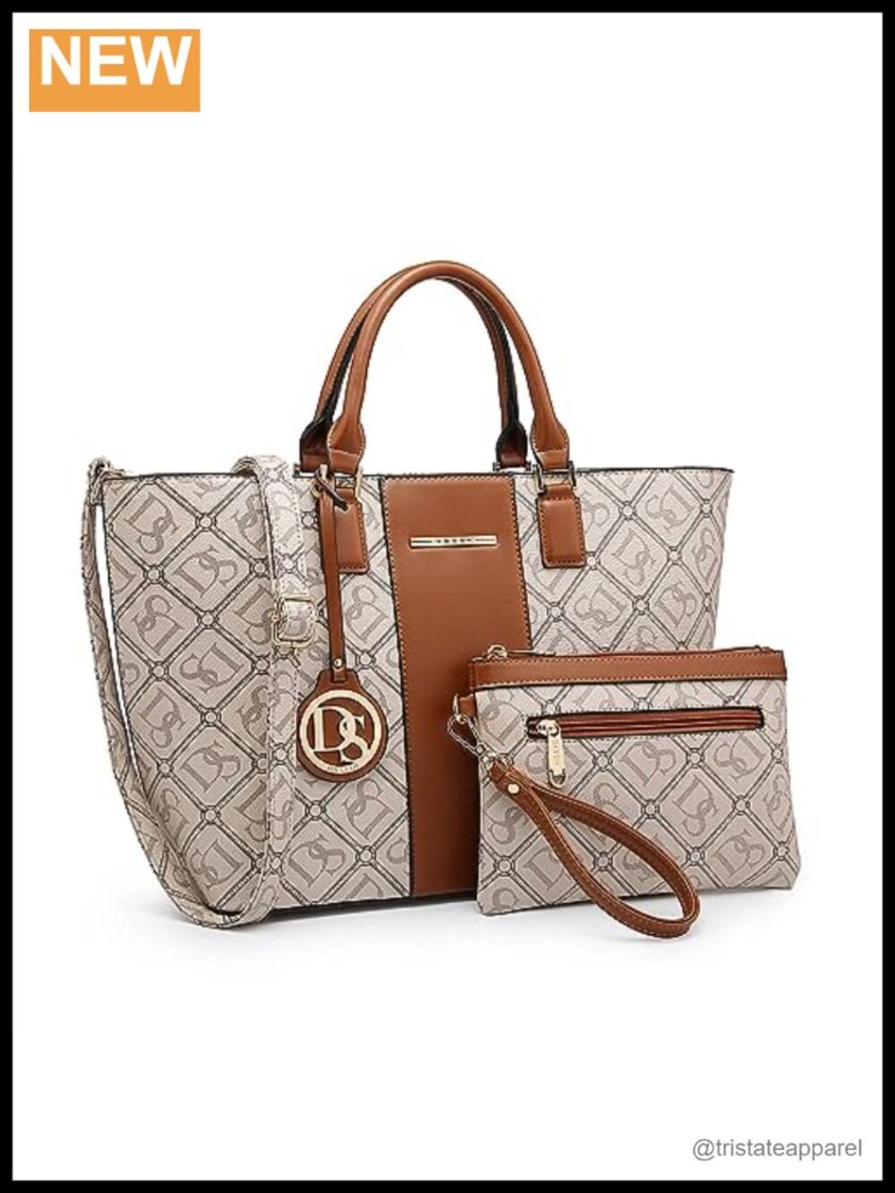 Vegan Leather Tote Bag Set with Clutch & Tassel Satchel Purse
